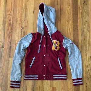 Women’s Maroon/Gray Varsity Jacket (Size S)